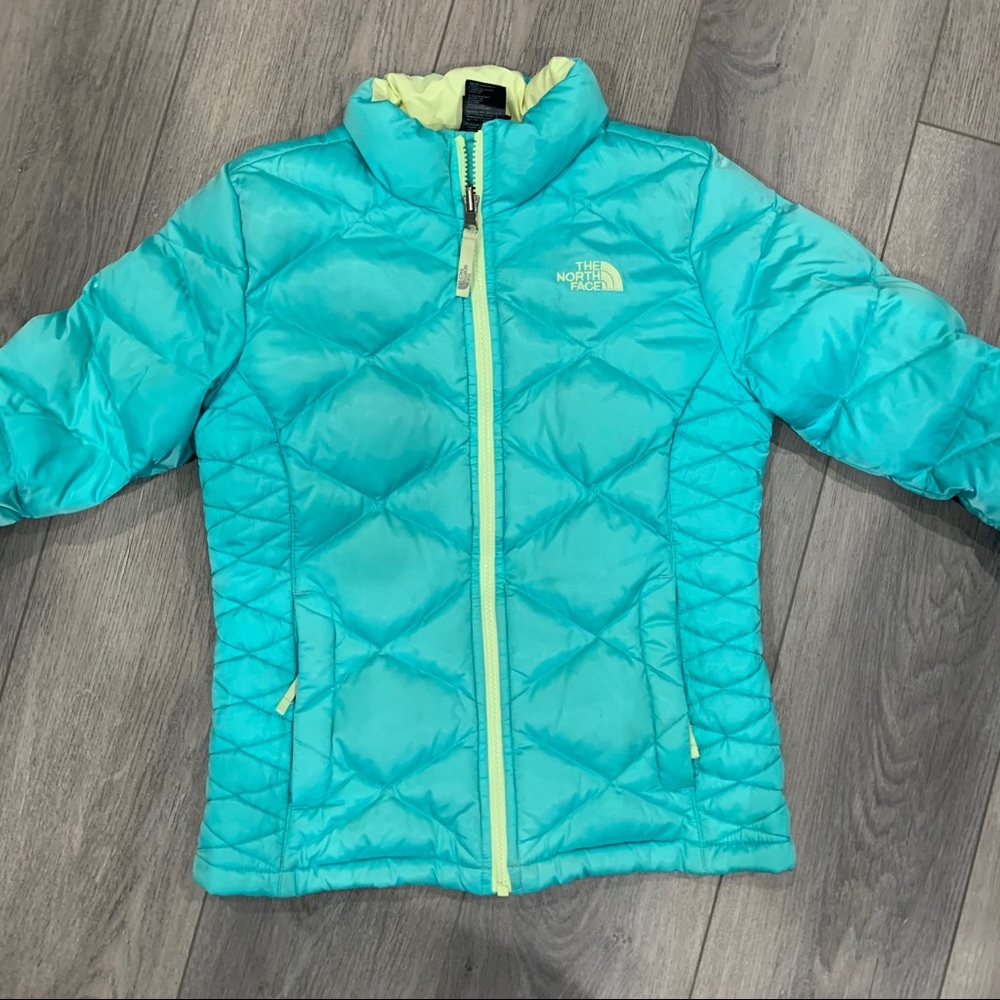 teal north face winter coat!